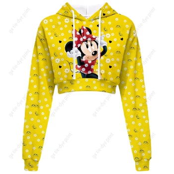 Disney Mickey Mouse Femei Hoodie Mickey Mouse Desene animate de Imprimare Pulover Scurt Butonul de Deschis cu Maneci Lungi Tricou S-3XL