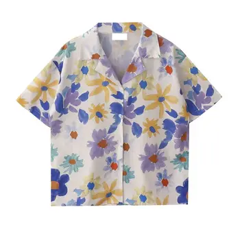 EBAIHUI Femei Pictură în Ulei de Imprimare Tricou Nouă Epocă Fragmentate de Flori Doamnelor Bluza de Vara Lejere de Vacanta Stil Blusas Topuri