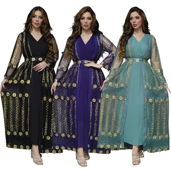 Eid Partid Musulman Femei Rochie Caftan Abaya 2 Bucata Set De Broderie Ramadan Abayas Caftan Vestidos Cardigan Halat Dubai Arabe, Turcia