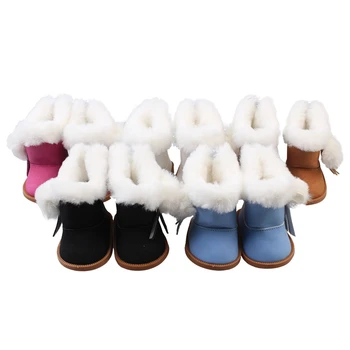 En-gros de Iarna Papusa Pantofi Alb/Negru/Maro/Roz/Albastru de Pluș Cizme de Zapada Pentru 43cm Copil Și 18 American Păpuși Jucărie Dotari