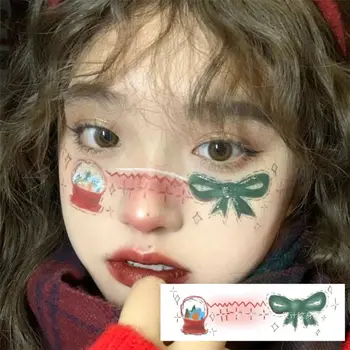 Fata de crăciun Autocolant Fata de Unică folosință Autocolant Tatuaj Bulgăre de zăpadă Arc Kawaii Fard de obraz Machiaj Uită-te PENTRU Y2K Bar Petrecerea Festivalului