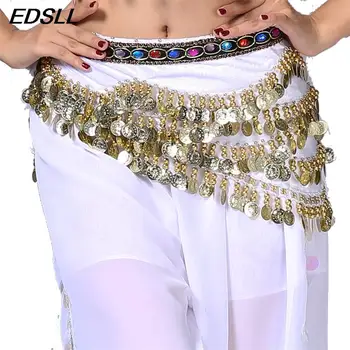 Femei Dinamice Paiete Belly Dance Talie Lanț Fuste Belly dance centura costume paiete Hip Eșarfă Folie de Centura Monede culori centura