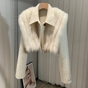 Femei toamna iarna Mari de vulpe guler de blană trunchiate real haine de blană de vulpe jacheta de iarna pentru femei palton de lână