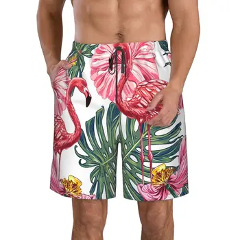 Flamingo Imprimare 3D de Vară pentru Bărbați pantaloni Scurți de Plajă Hawaiiană Stil Liber Cordon Acasa pantaloni Scurți