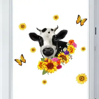 Flori Fereastra Decalcomanii Dublă față-Verso Anti-Coliziune de Floarea-soarelui Fluture Vaca Perete Autocolant Auto-adeziv Fluture Perete Autocolant Pentru