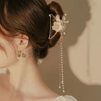 Fluture Floare Retro Clip De Păr Elegant Stil Chinezesc Stil Vechi Hanfu De Gheare De Păr Perle Ciucure Aliaj Metal De Gheare De Păr Femei