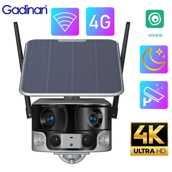 Gadinan 4G/WIFI Solare aparat de Fotografiat în aer liber Dual Lentilă Wide View 4K Wireless Culoare aparat de Fotografiat Viziune de Noapte Omului de Urmărire de Securitate Protec