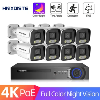 HKIXDISTE Ultra HD 4K 8MP 8CH H. 265 POE NVR Kit Sistem de Securitate CCTV de Exterior Camera IP P2P Două căi Audio Video de Monitorizare Set