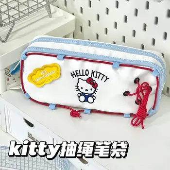 Kawaii Sanrio Hello Kitty Pen Sac Cordon Sac de Depozitare de Mare Capacitate cu mai Multe Straturi de Papetărie Sac Sac de Depozitare Cadouri pentru Copii