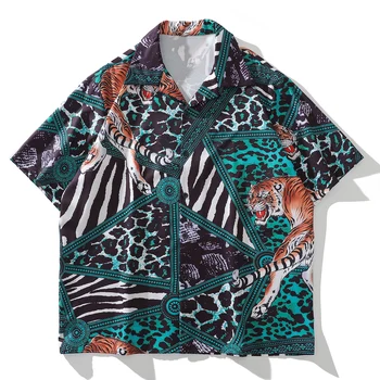 LACIBLE de Moda de petrecere a timpului Liber T-Shirt, Tigru, Leopard Print Short Sleeve Shirt Bluza Bluze Barbati Vara Fierbinte de Vânzare Camasa pentru Barbati Femei