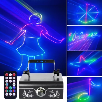 LED Full Color de Animație de Lumină Laser Control Vocal Fascicul de Model de Proiector Stroboscopic DMX de Semnal Canal Petrecere Disco Bar, KTV Nunta