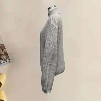 Maneca lunga Pulover Elegant pentru Femei Pulover Tricotate Jumătate de Guler se Potrivesc Vrac pentru Birou Școală Streetwear Toamna/iarna Moda