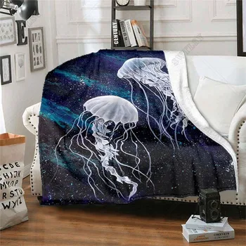 Meduze Înstelat Creaturi Marine Model Flanel Arunca Pătură Moale, Cald, Frumos Acasă Dormitor Cu Canapea Pat Canapea Decor Copii Adulți Cadouri