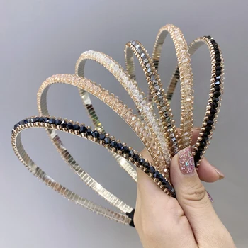 Moda Coreea Cristal Moale de Bandă de susținere pentru Femei Stras Hairband Margele Bezel Fete Accesorii de Par Simplu Pălării