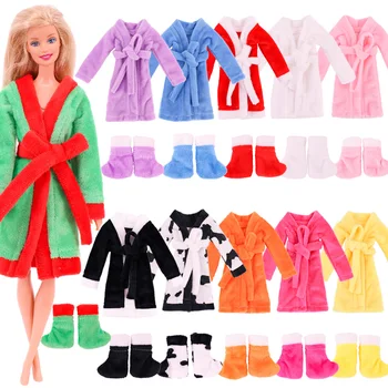 Moda de Pluș cămașă de noapte de Pluș Pantofi Papusa Haine Pentru Barbie&BJD&30Cm Papusa de Craciun lucrate Manual, Haine Accesorii Fata de Jucărie Cadou