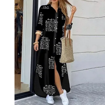 Moda De Vara Elegante Rochie Camasa Femei 2023 Print Cu Maneci Lungi Buton Doamnelor Birou De Vacanță Imbracaminte Casual Femei Maxi Rochie