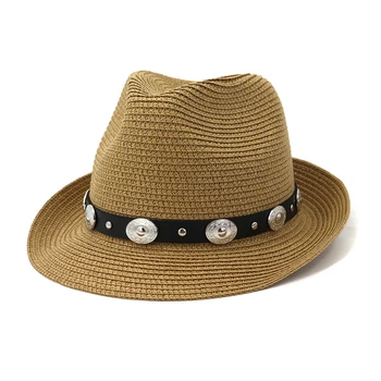 Moda Femei Barbati Vara Pălărie de Soare Pentru Doamna Eleganta Plaja Jazz Hat Visor Capac Domn Panama Pălărie de Paie Ajustat Marimea 56-58CM