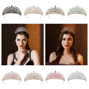 Negru Diademe și Coroane pentru Femei Frizură Concurs de Coroane de Epocă în stil Baroc Regina Printesa Coroana de Mireasă Ziua Zână Tiara