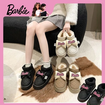 Noi Barbie Fete Mid-Top Bumbac Pantofi Drăguț Barbie Anime femeii Arc Cizme de Zăpadă Crește de Îngroșare Moda Cald Cadou