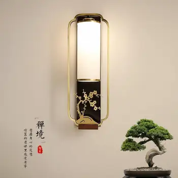Noul Stil Chinezesc Cupru Lampă de Perete Flori de Prun Orhidee, Bambus și Crizantema de Perete Camera de zi Bec Moderne Zen