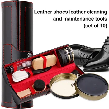 Pantofi din piele poloneză Set 1 Set Perie Kit de Curățare Păstrați Curat Strălucitor Instrumente pentru Pantofi de Piele de Îngrijire Kit Portabil Pentru Cizme Adidasi