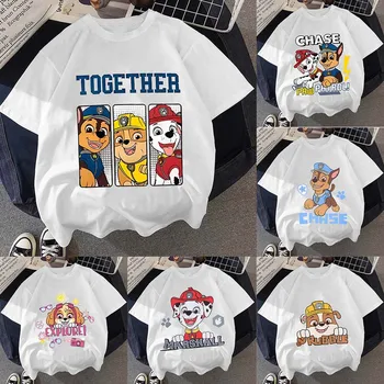 Paw Patrol pentru Copii T-shirt pentru Copii Haine Chase Skye Cămăși Albe de Desene animate Anime Marshall Imprimate Vara Maneca Scurta Topuri