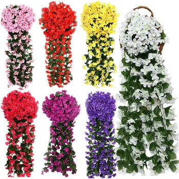 Perete Coș de Flori Violet de Viță de vie Non Decolorare Flori Artificiale Coș Ușor de Curățat Potrivit pentru Nunta Acasă Decoratiuni de Gradina