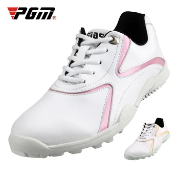 PGM Femei Pantofi de Golf rezistent la apa Moale si Respirabil Universal în aer liber Camping Pantofi Sport Roz/Auriu XZ016