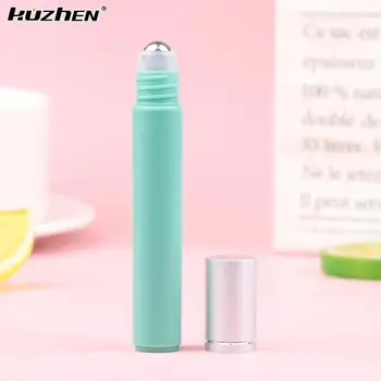Portabil 8 ml Culoare Verde Rola de Plastic Pe Ulei Esențial Gol Sticla de Parfum cu Bilă de Sticlă Pentru a Călători Cosmetice Instrument