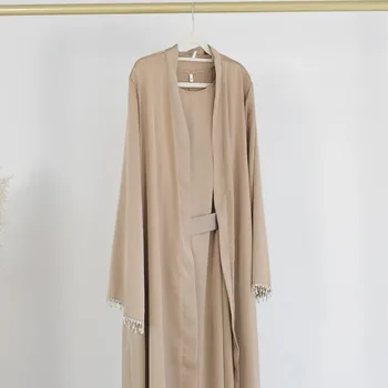 Rochii de partid Musulman Eid Halat de Femei Abaya Dubai Stras Franjuri Manșetă Cardigan Islamic Caftan Femme
