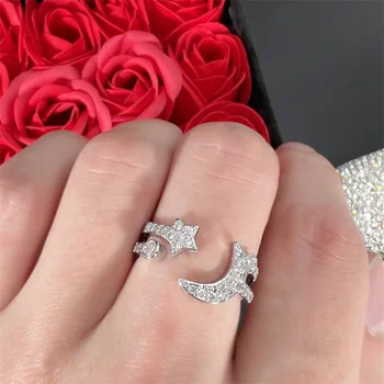 Romantic Zircon Stele Inelul Pentru Doamna Accesorii De Nunta La Modă 925 Inel Femei Dublu Strat Rose Gold Bijuterii Deschide