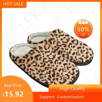 Sexy Leopard De Imprimare De Moda Bumbac Personalizate Papuci Mens Sandale Femei Pluș Casual Incalzi Pantofii Termic Confortabil Papuci De Casă