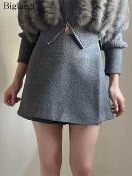 Toamna Iarna Talie Mare Mini-Pantaloni Scurți, Fusta Femei Neregulate Moda Bodycon Doamnelor Fuste Coreean Vintage Femeie Pantaloni Scurți, Fusta 2023