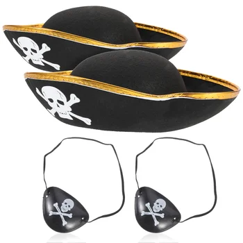 Tricorn Pirat Pălărie Căpitanul Costum De Bal Mascat Cosplay Accesorii Elemente De Recuzită De Petrecere
