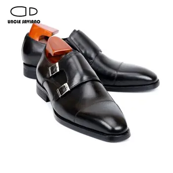 Unchiul Saviano Double Monk Curele Barbati Pantofi Office de Afaceri de Moda din Piele lucrate Manual Formale Rochie Pantofi pentru Barbati Designer