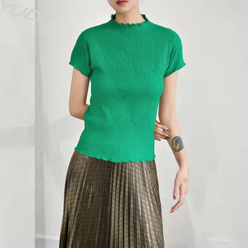 YUDX de Înaltă Calitate 2023 Vara Noi Femeile de Moda de Design Fir de Relief Întinde Miyake Cutat cu mânecă Scurtă T-shirt