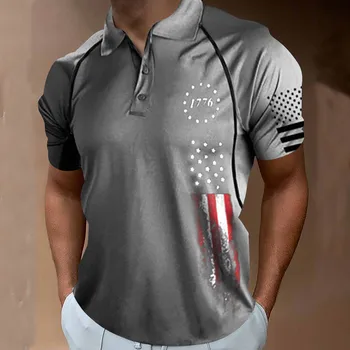 Ziua Independenței Mens Polo Shirt Steagul Americii Imprimat Personalizat Tricou Maneca Scurta De Performanță Patriotic Tricou Tricou Amuzant