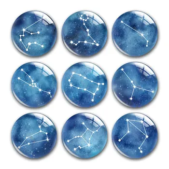 Zodia 12 Constelație Foto Cabochon Sticla Stele Farmece Demo Spate Plat Cameo Pentru Bijuterii Diy Face Constatări Accesorii