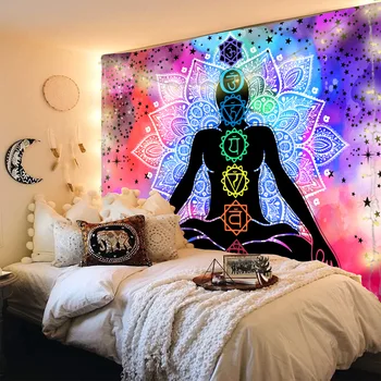 Șapte Chakra Tapiserie De Perete Decor Acasă Vrăjitorie Hippie Mandala Astrologie Tapet Dormitor Stele Psihedelice Consumabile